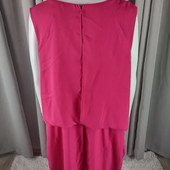 Boohoo Plus Hot Pink Sleeveless Draped Wrap Midi Dress V Neck Women's Size 20 - Picture 5 of 12